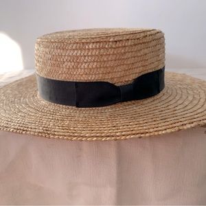Lack of Colour / Lack of Color Boater hat with black ribbon